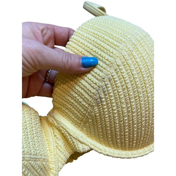 Victorias‎ Secret Pink M-DD Yellow Textured Underwire Bikini Top NWT - Picture 5 of 6